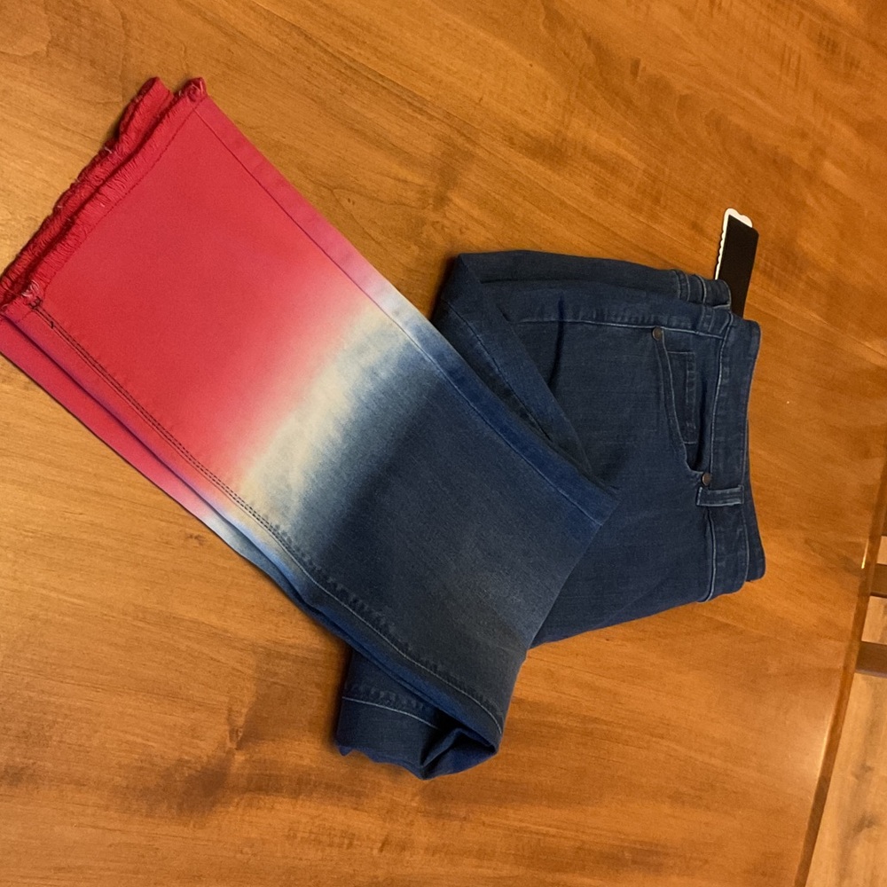 Susan Graver Red Ombre Crop Jeans NWT 18w